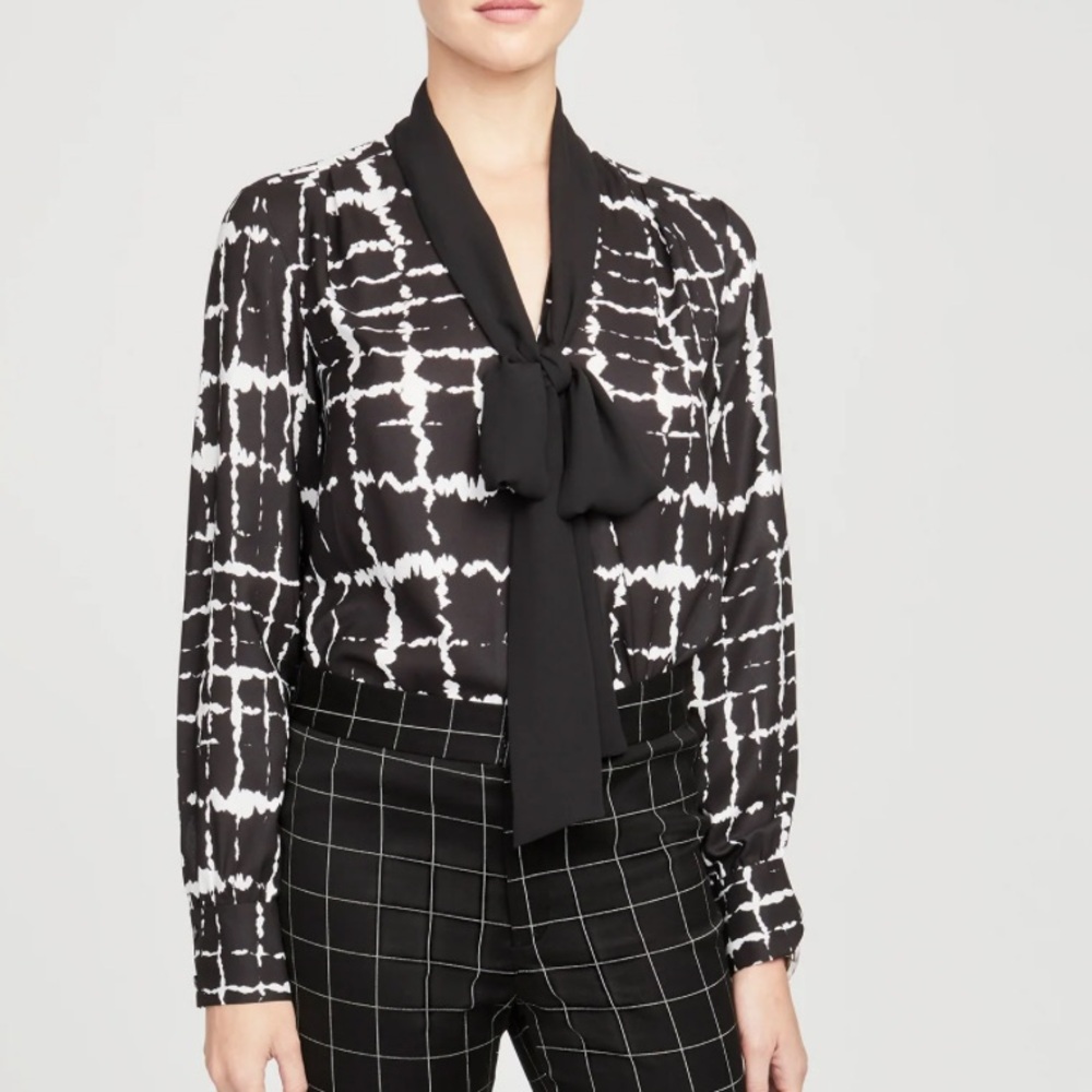 RACHEL Rachel Roy Monochrome Tie-Neck Blouse